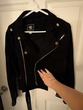 Black Moto Jacket Microsuede - Women's